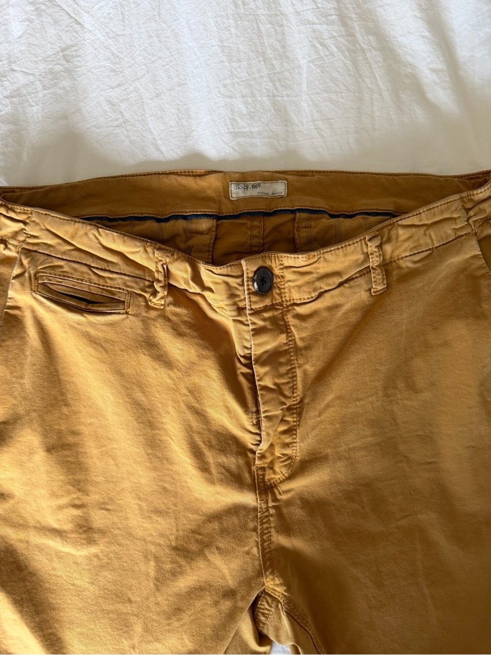 Sissy-Boy Men’s Mustard Chino Pants 36x32 Stretch Cotton - Picture 2 of 6